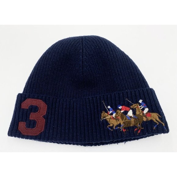 Polo Ralph Lauren Other - Polo Ralph Lauren Horse Racing Navy Triple Pony Beanie Hat READ